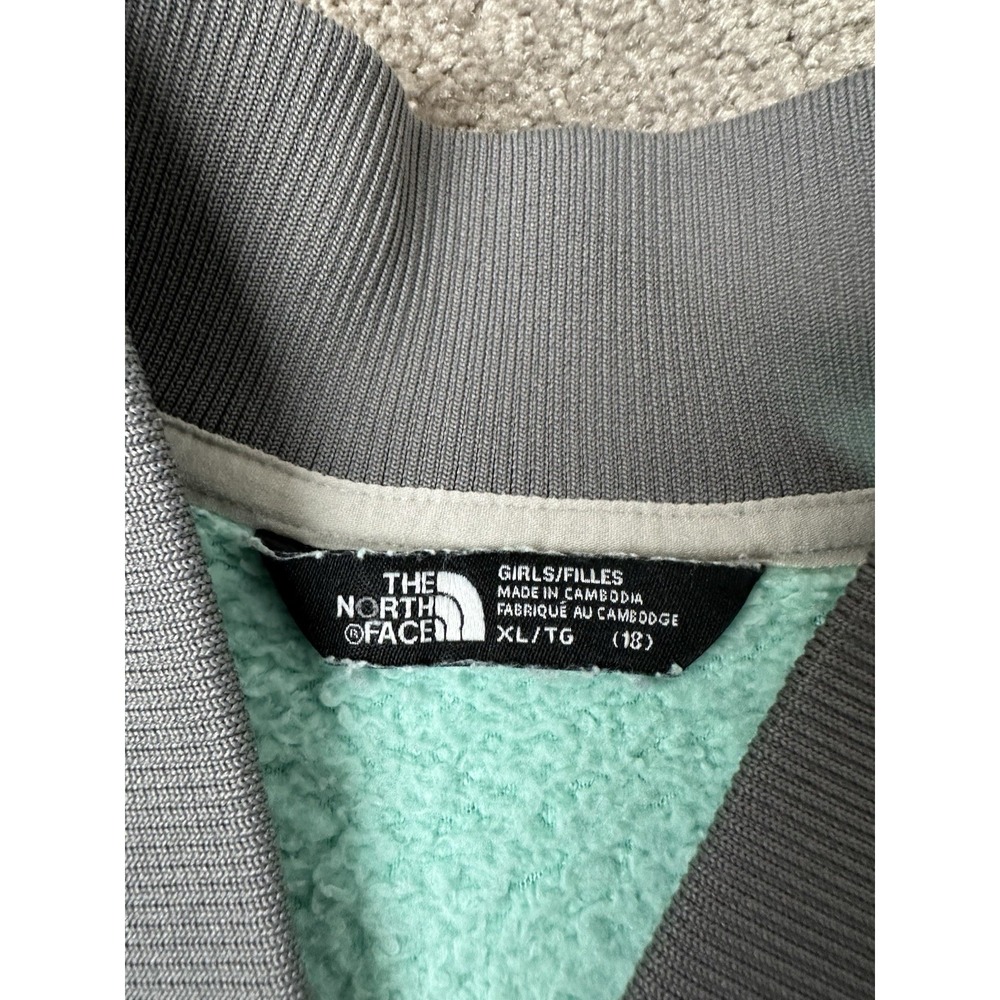 Girls Sweatshirt The North Face Teal Full Zip Fleece Cold Weather, Size XL (18) - Picture 5 of 9